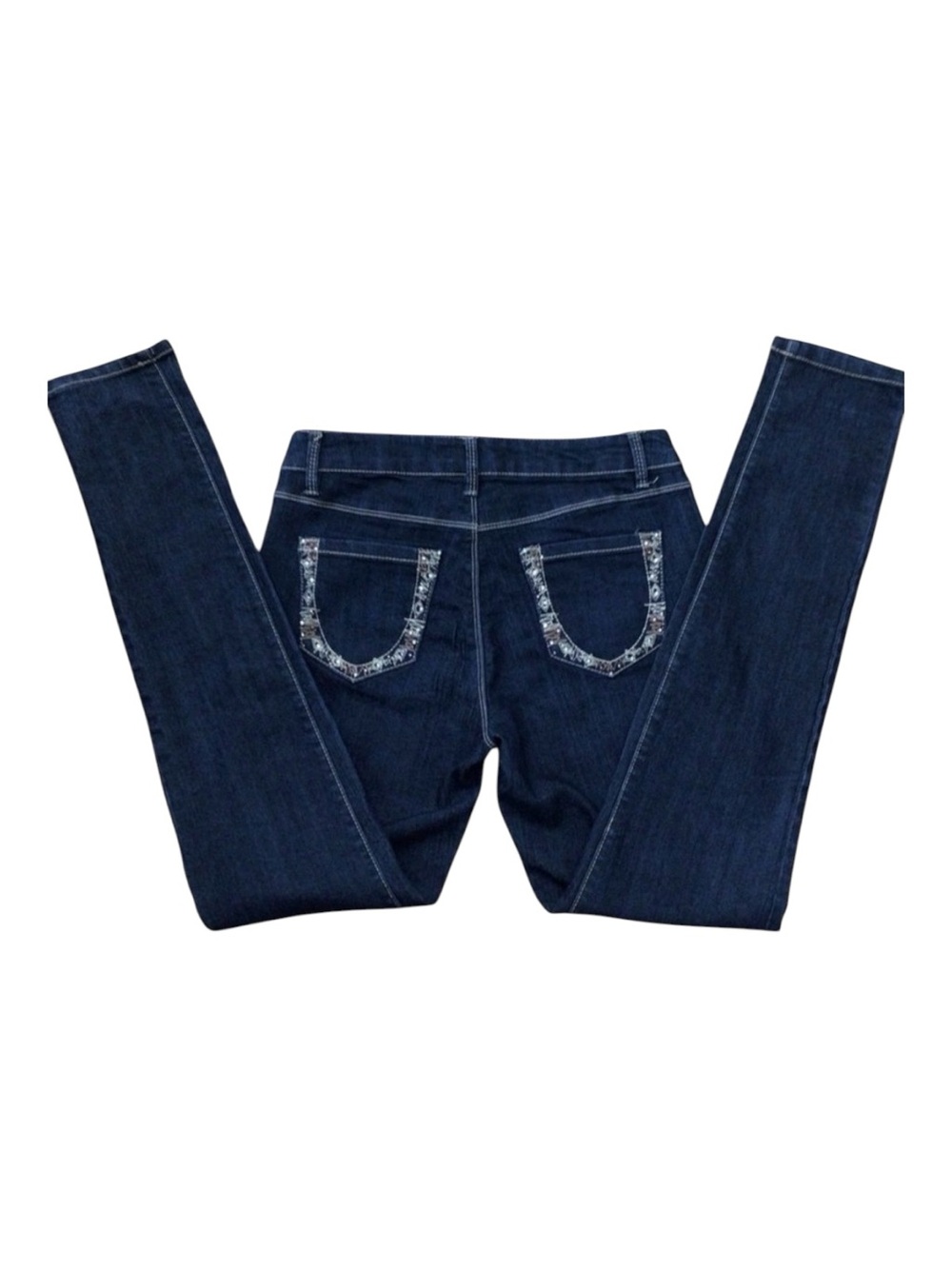 D.Jeans New York skinny dark blue jeans size 4 embroidered back pockets feminine